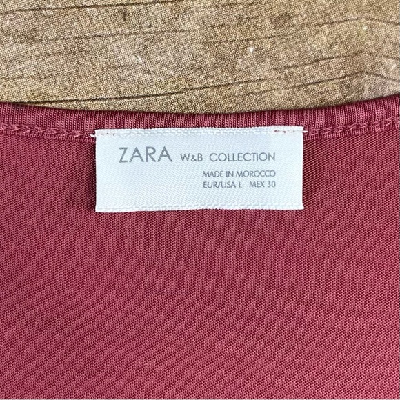 Zara W&B Collection Mauve Draped Cowl Neck Asymmetrical Sleeveless Top Large - Picture 3 of 4